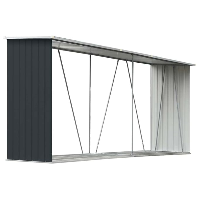 Abri de stockage de bois de chauffage Acier Galvanisé 330 x 84 x 152 cm Gris Anthracite