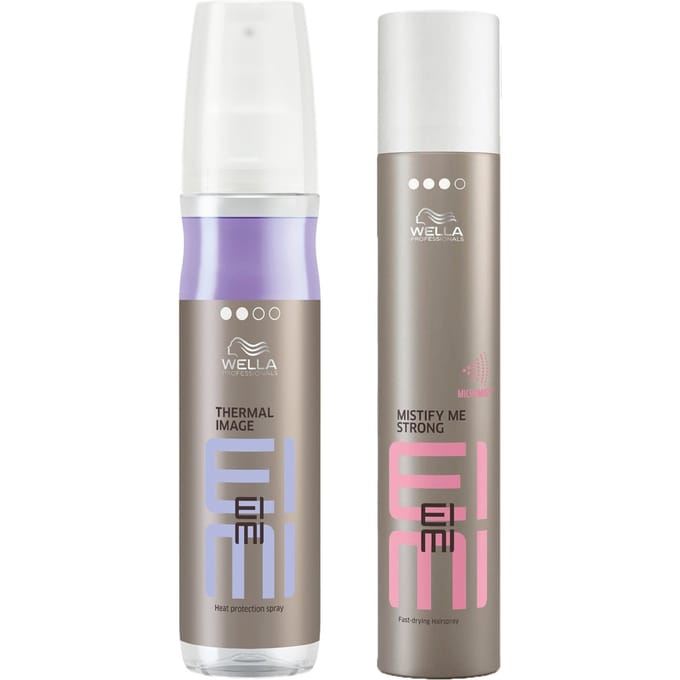 Wella Professionals Care EIMI Thermal Image Heat Protection 150ml with Mistify Me Strong Hairspray 300ml Styling Bundle
