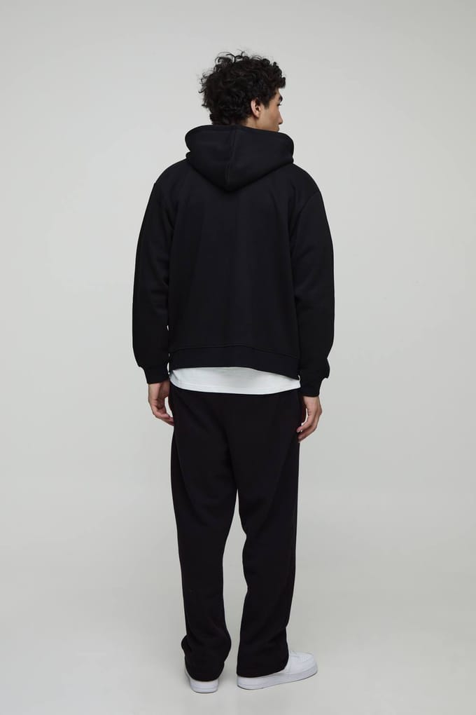 Basic oversized hoodie met ritssluiting | Black | Size Medium