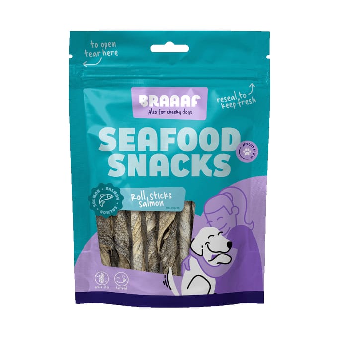 Braaaf Hondensnack Sticks Zalmhuid 12 cm - 70 gr