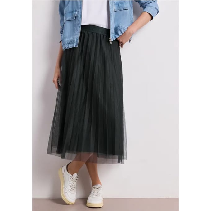 Tule midirok met geplooide structuur