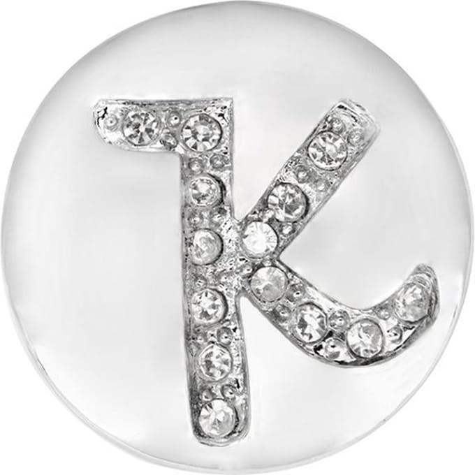 Quiges - Dames Click Button Drukknoop 18mm Alfabet K - EBCM155