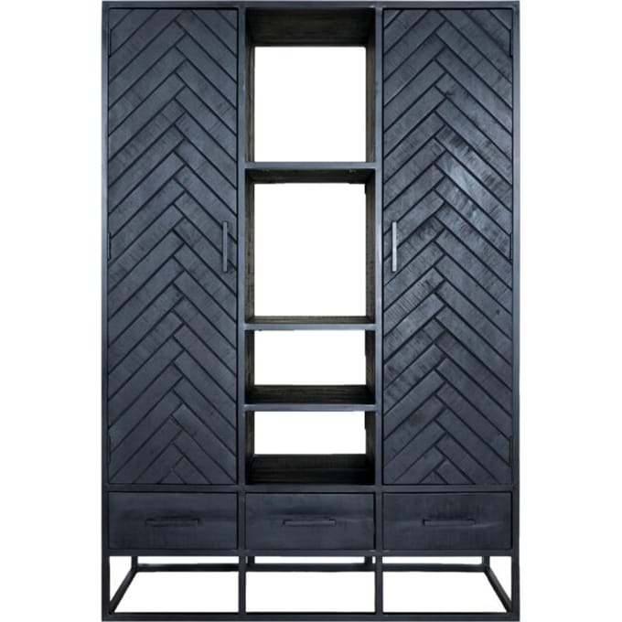 Kast Raya Visgraat - Zwart Mangohout - 180 x 120 cm - Industrieel