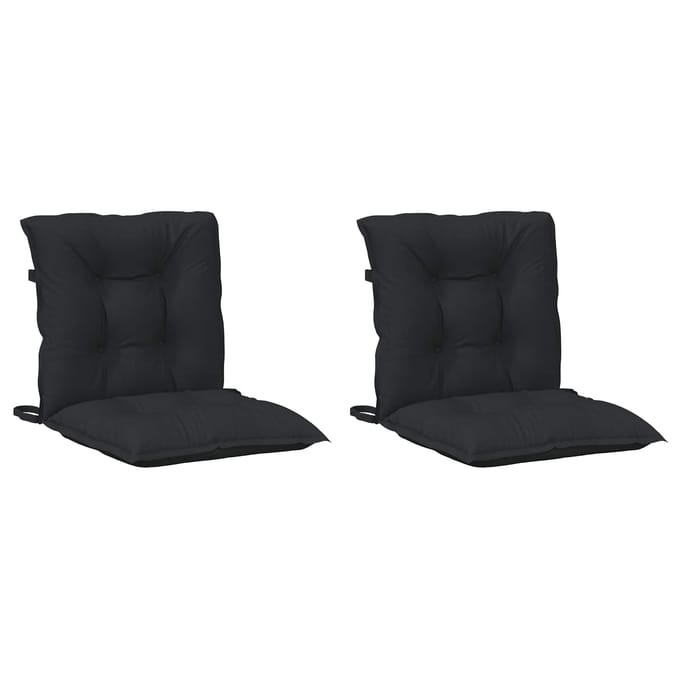 vidaXL - Lage - Rugleuning - Stoelkussens - Set - 2 - st - Polyester - Melange - Zwart
