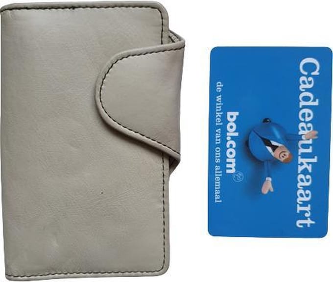 Sleutelmapje Leer Beige - Wit - Sleuteletui - Sleuteltasje - Pasjesmapje - Kleingeldmapje