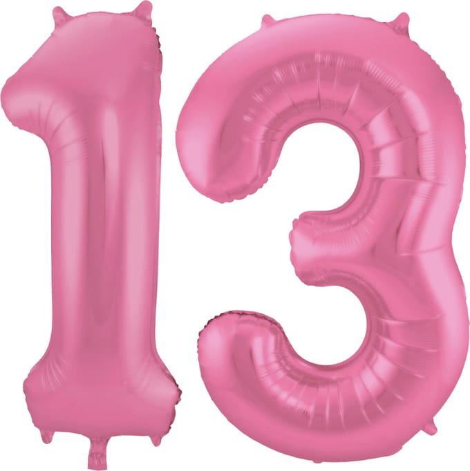 Folat Verjaardag Leeftijd folieballon - 13 jaar - roze - 86 cm - cijferballon groot