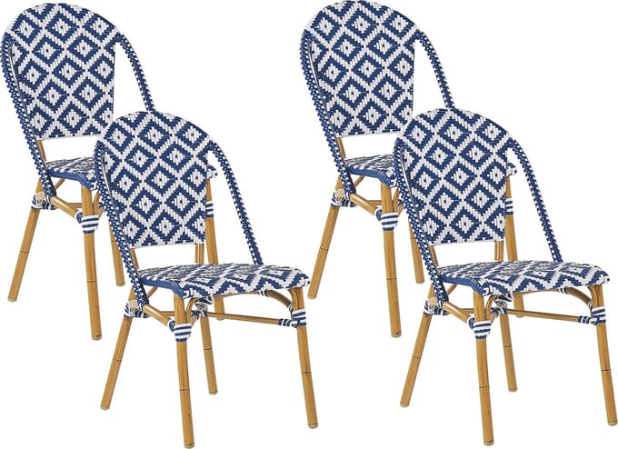 RIFREDDO - Tuinstoel set van 4 - Marineblauw - PE rotan