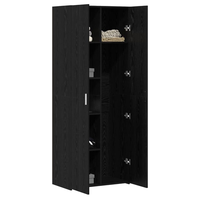 vidaXL - Highboard - Zwart - Eiken - 70 - x - 42,5 - x - 185 - cm