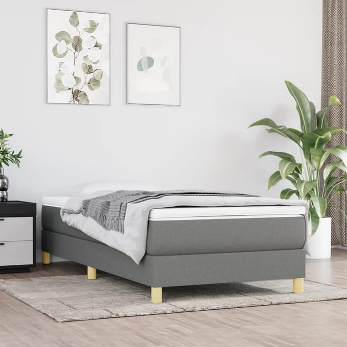 vidaXL - Boxspring - bed - 90x190 - cm - stof - donkergrijs