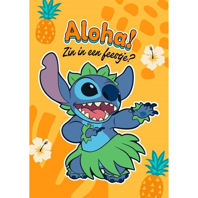 Wenskaart Hallmark uitnodiging Disney Stitch pak à 6 stuks