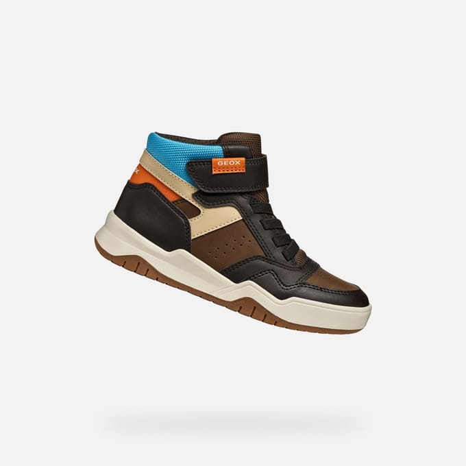GEOX PERTH JONGENS Sneakers - BRUIN/LICHTBLAUW - Maat 36
