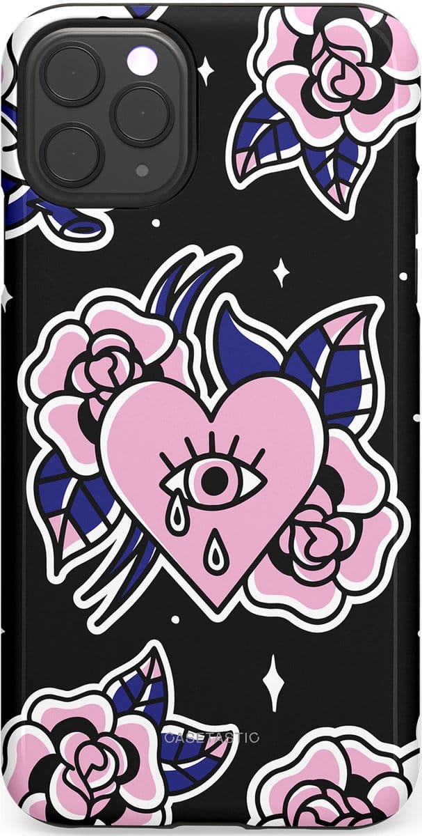 Casetastic hoesje geschikt voor Apple iPhone 11 Pro Max - Dubbellaagse bescherming - Eindeloze passie - Fashion Case - Zwart Grijs Lichtroze Wit