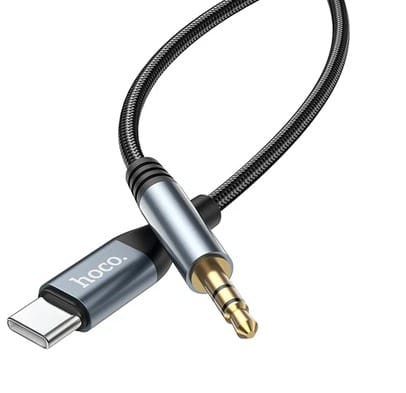 USB-C naar 3.5mm jack - Hoco - Aux Kabel - Audio Kabel - Zwart - 1 meter