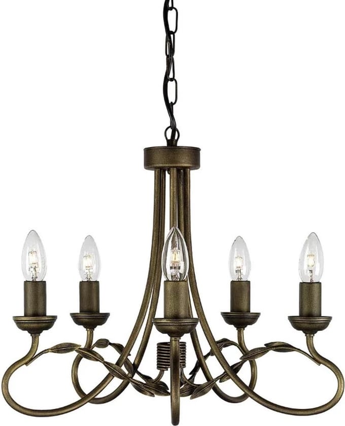 Elstead Lighting LED Kroonluchter | 5X E14 Max 60W | Dimbaar | Black/Gold Patina
