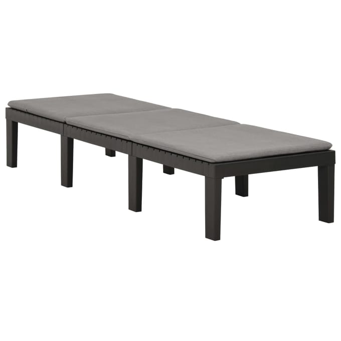 vidaXL - Ligbed - met - kussen - kunststof - antracietkleurig