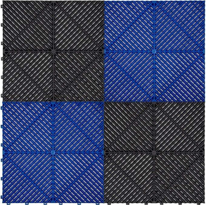 Geventileerde kliktegels - zwart/blauw - 6m x 6m - antislip