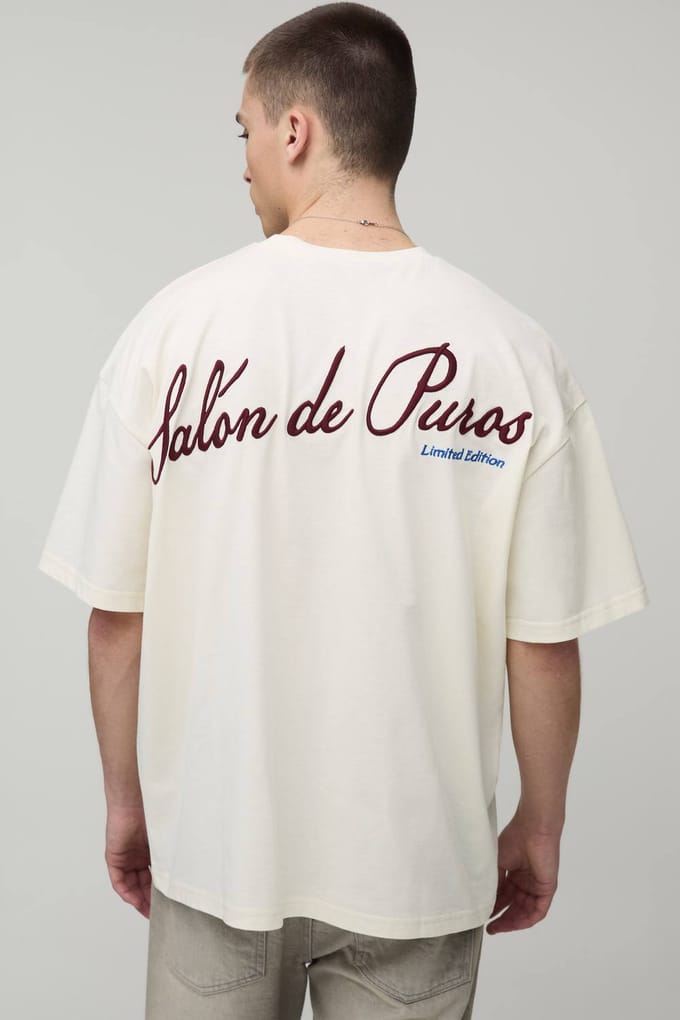 Salon De Paris Embroidered Oversized T-Shirt | Ecru | Size Large