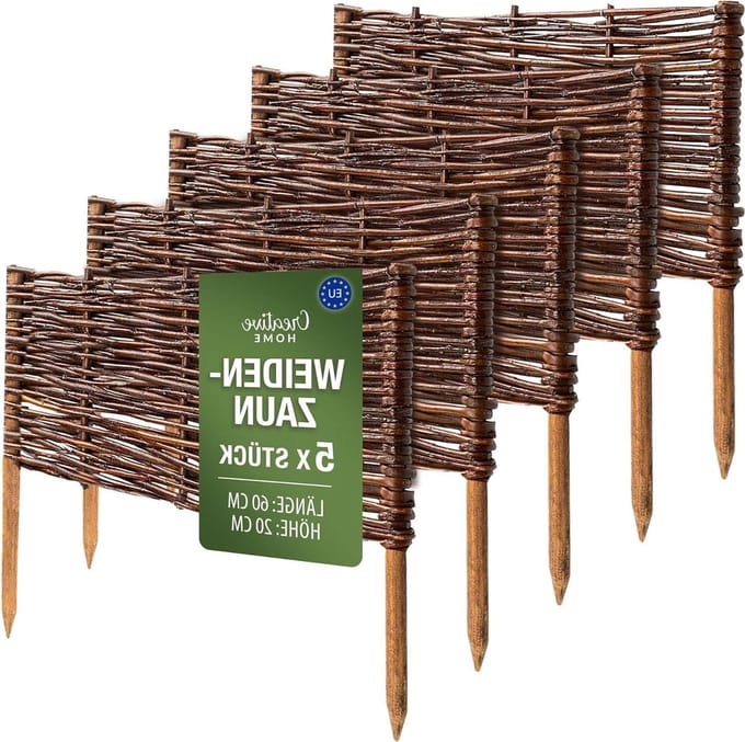 Rieten Bedrand - Tuinafscheiding Hek - Bloembedden Afbakenen - Vocht UV Windbestendig - 60 x 20 cm - Bruin