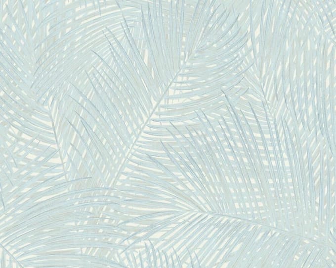 BLAUW GROENE PALMBLADEREN BEHANG - AS Creation Sumatra