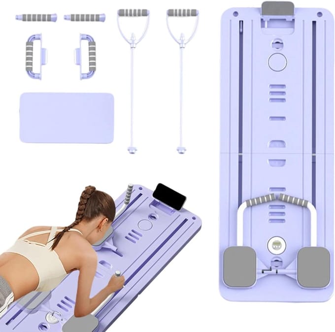 Pilatesapparaat Inklapbaar - Buiktrainer Thuis - Full Body Training - Modulaire Elementen - 4.8 kg - Paars
