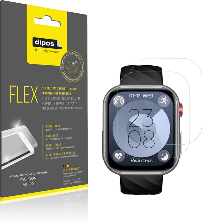 dipos – 2x Beschermfolie geschikt voor TAOLOON MT500 | 3D Full Cover Screenprotector | 100% Passend
