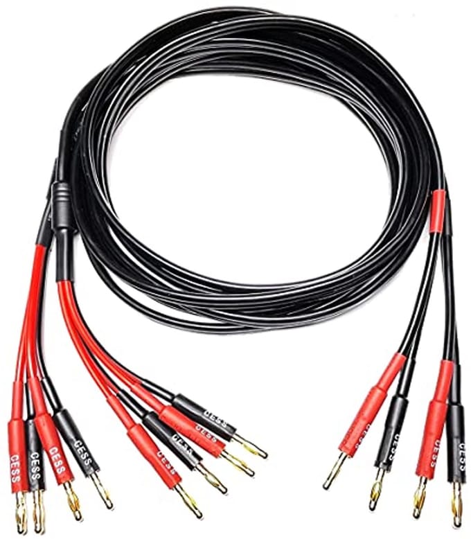Banaan Plug Splitter Luidsprekerkabel - 2 naar 4 Bananenstekkers, 12 Meter, 2-Kanaals