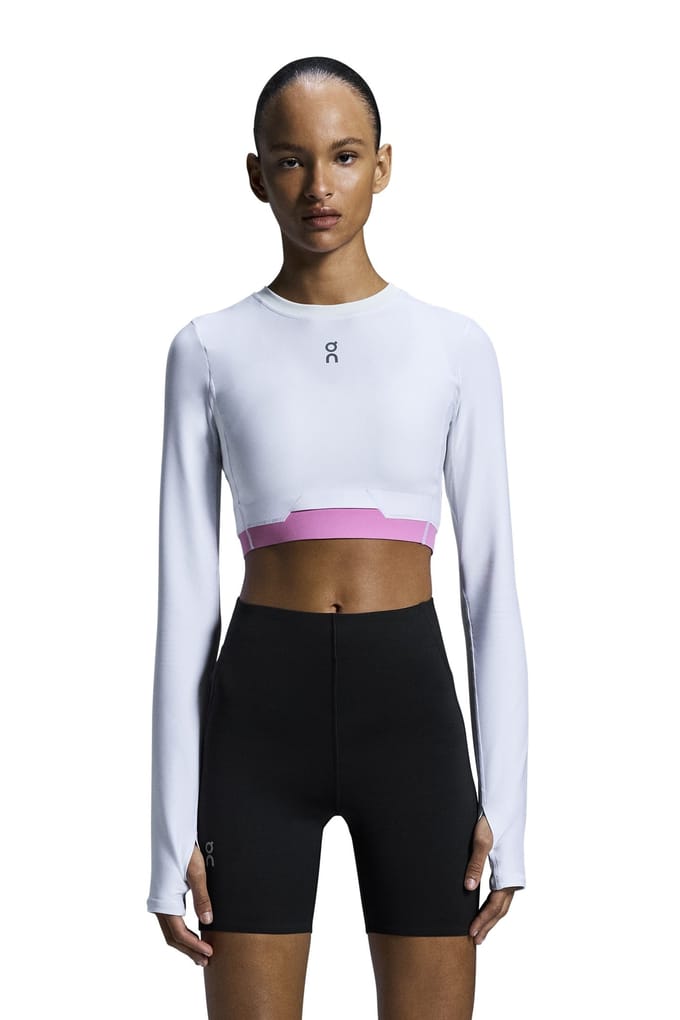 On Train Lg Sleeve Crop 1 W White Maat: M | Longsleeves Outlet | Dames | Roze