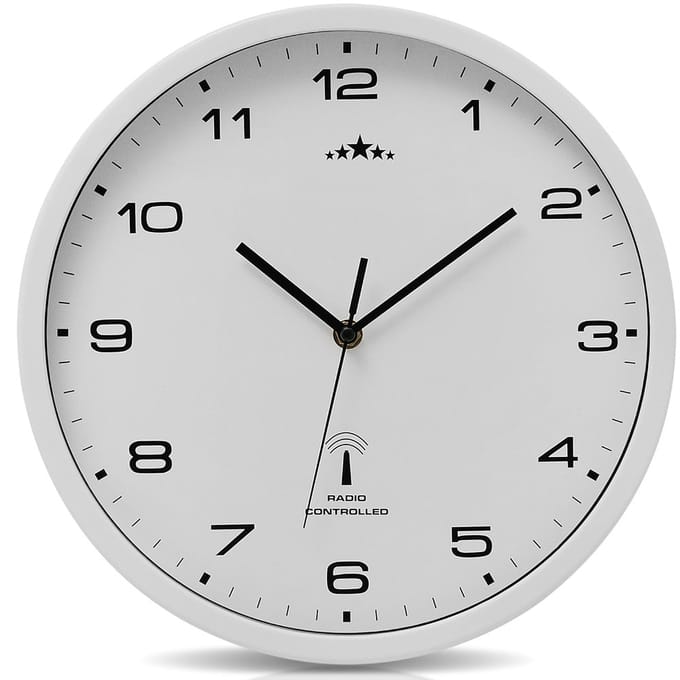 Deuba Wandklok - Radiogestuurd Automatisch Ø 31cm - Wit