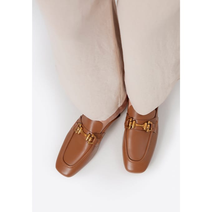 Wittchen Dames Leren Loafers met Open Hak Bruin Echt Leer