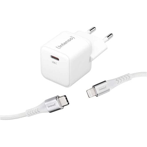Intenso W30C GaN + C315L USB-oplader 30 W 1x USB-C, 1x Apple Lightning Wit Binnen GaN, USB Power Delivery (USB-PD)