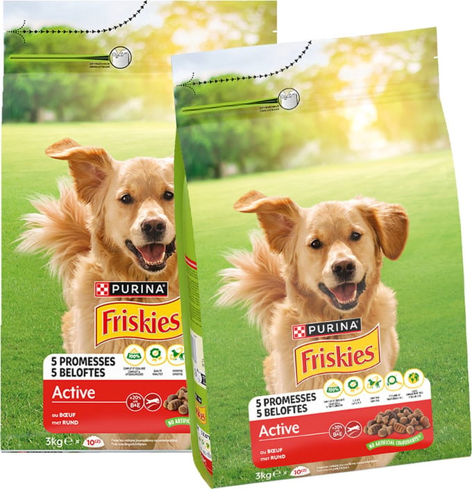 Friskies Active droogvoer voor honden - met de smaak rund - 3000g x 2