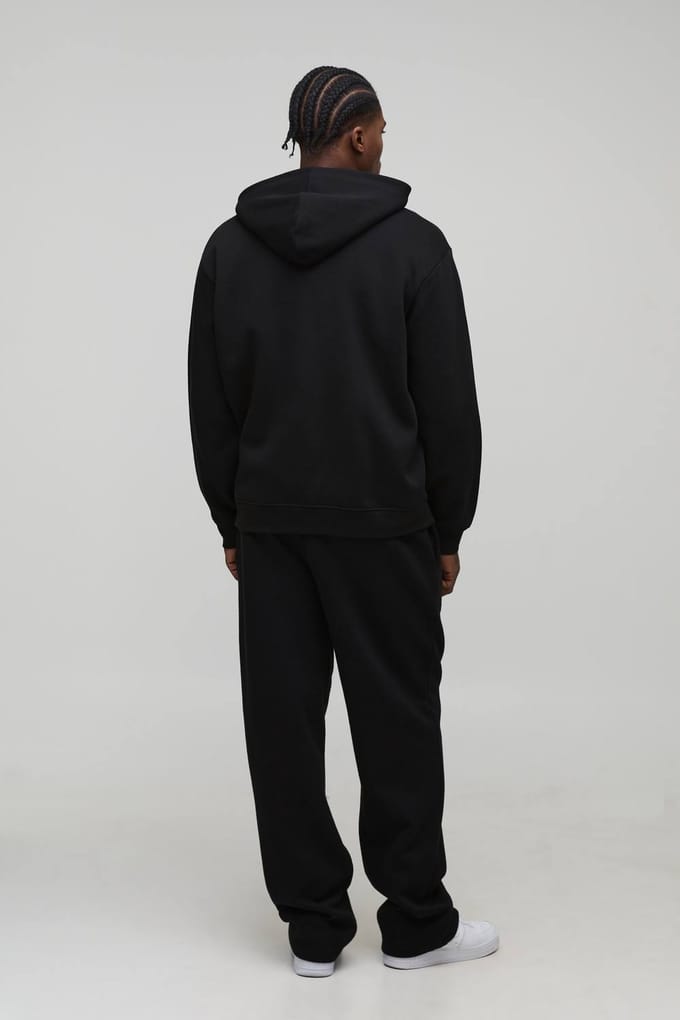 Essential Oversized Zip Through Hoodie | Black | Size Medium