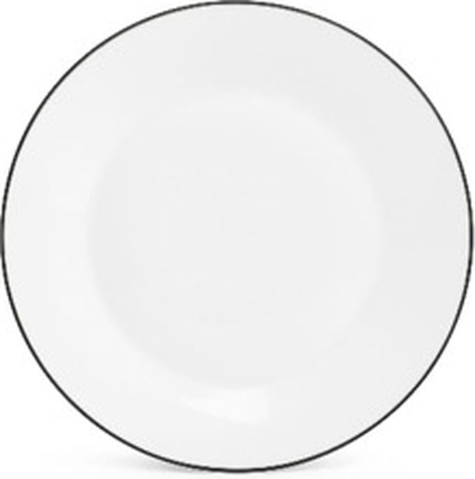 BonBistro Plat bord 24cm black rim Basic White (Set van 6)