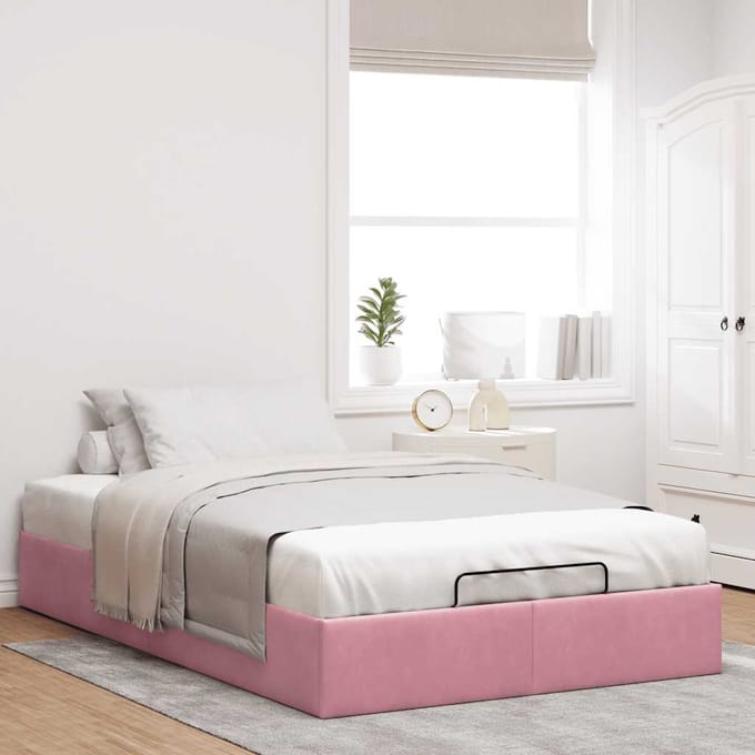 vidaXL - Bedframe - zonder - matras - 120x190 - cm - fluweel - roze