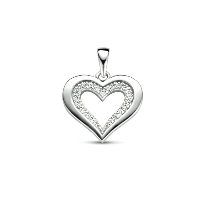 hanger hart zirkonia zilver gerhodineerd