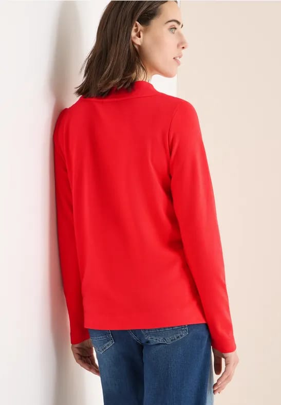 Shirt met trechtervormige hals in effen kleur