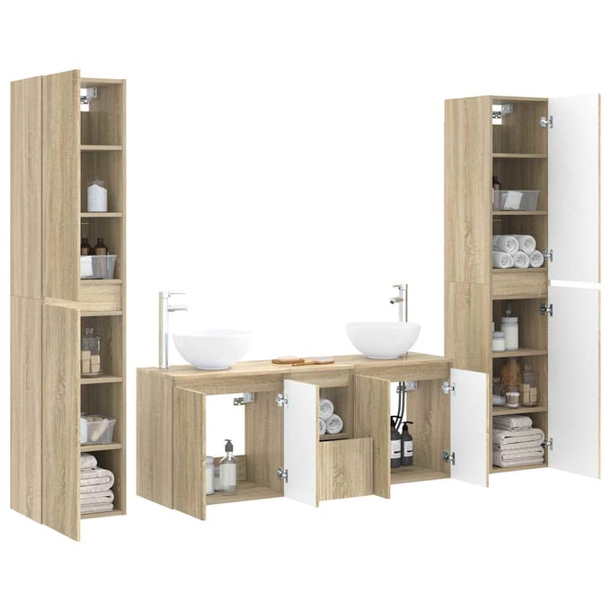 vidaXL - Badkamermeubel - Set - 5 - st - Sonoma - Eiken - 33 - x - 34,5 - x - 160 - cm