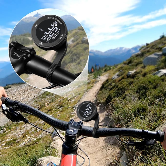 Draadloze fietscomputer Waterdichte fietskilometerteller Multifunctioneel LCD-scherm Fietssnelheidsmeter Black background wit/zwart
