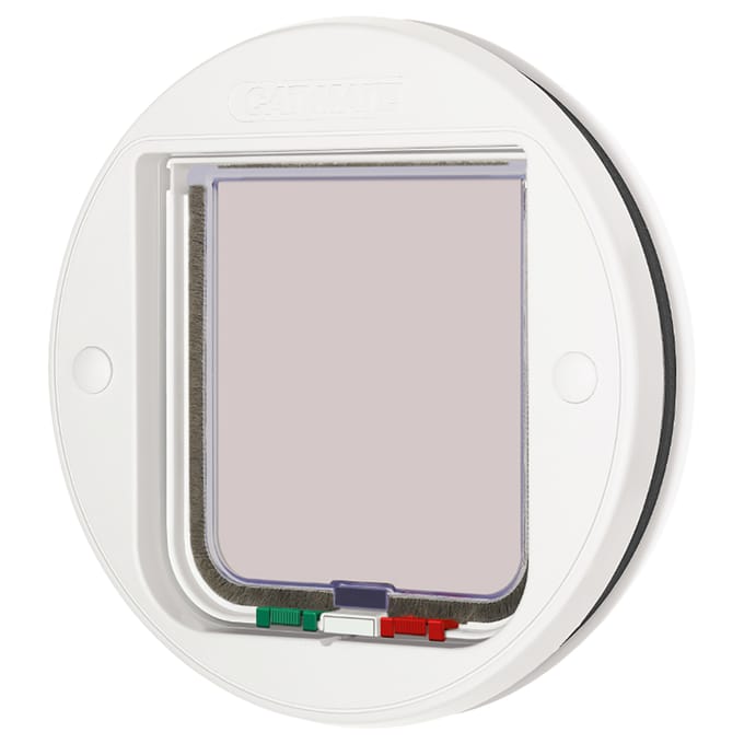 Cat Mate Glazen Fitting Kattenluik met Vierwegsluiting - Rond - Wit 210W