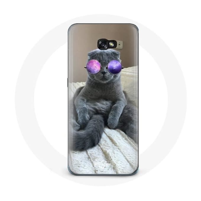 Case voor Samsung Galaxy A3 2017 Kat met paarse bril