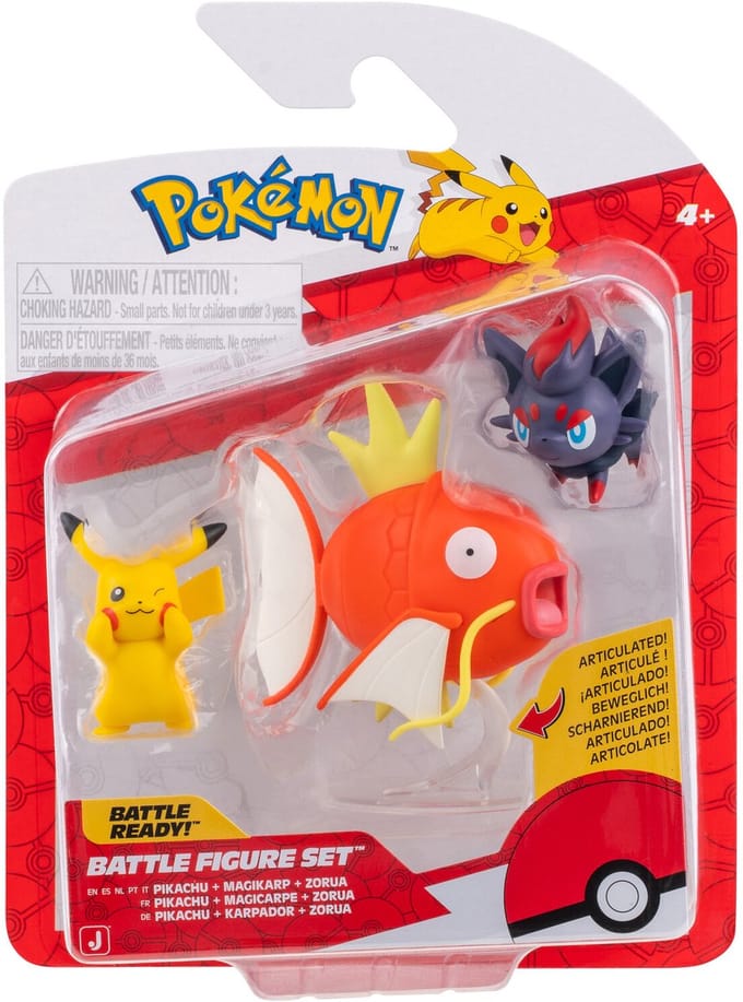 Pokémon - Battle Figure 3 Pack Pikachu, Zorua, Magikarp with Stand