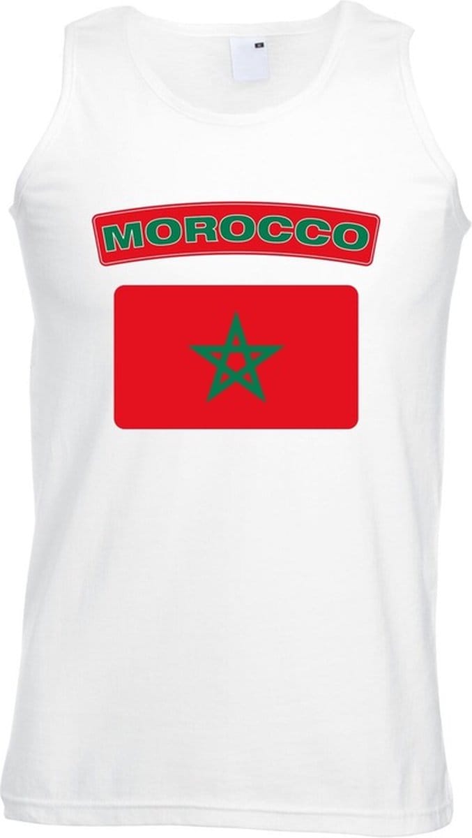 Marokko singlet shirt/ tanktop met Marokaanse vlag wit heren S