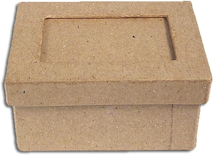 Papier-maché doos - Knutseldoos - Hobby projecten - Rechthoekig frame - 8x6x4 cm - Bruin