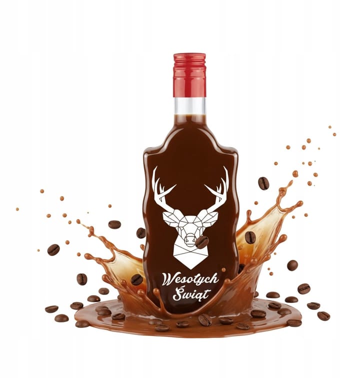 Bimberek - Glazen Fles - 500ml - Kerstprint - Decoratief