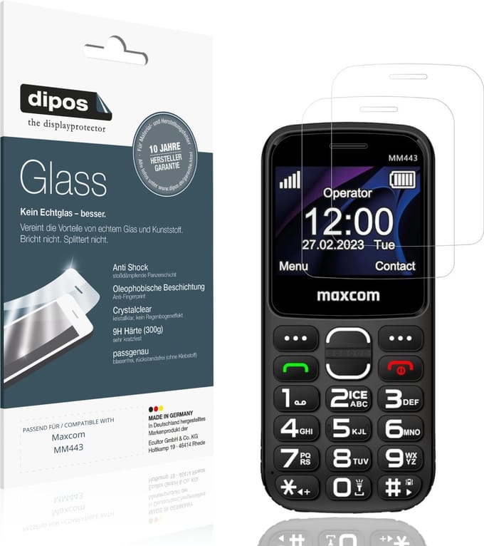 dipos – 2x Pantserfolie geschikt voor Maxcom MM443 | 9H Screenprotector
