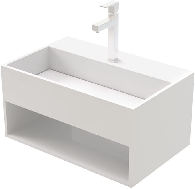 Solid Surface Wastafel – Onzichtbare Afvoer – 50x32,4x25 cm – Mat Wit