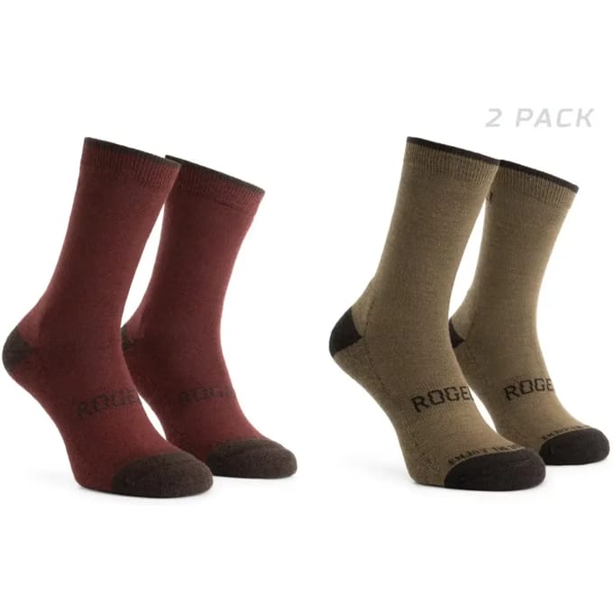 Rogelli Merino Wool Dames en Heren 2 pack Fietssokken - Bordeaux/Bruin