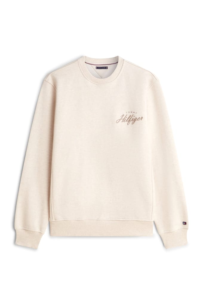 Tommy Hilfiger Modern Athleisure Sweatshirt Heathered Oatmilk Maat: M | Sweaters Outlet | Heren | Beige