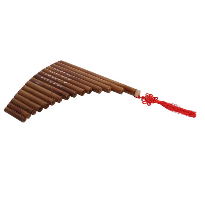 Panfluit van natuurlijk bamboe, 15 pijpen, G-toon panfluit, Chinees traditioneel muziekinstrument brown