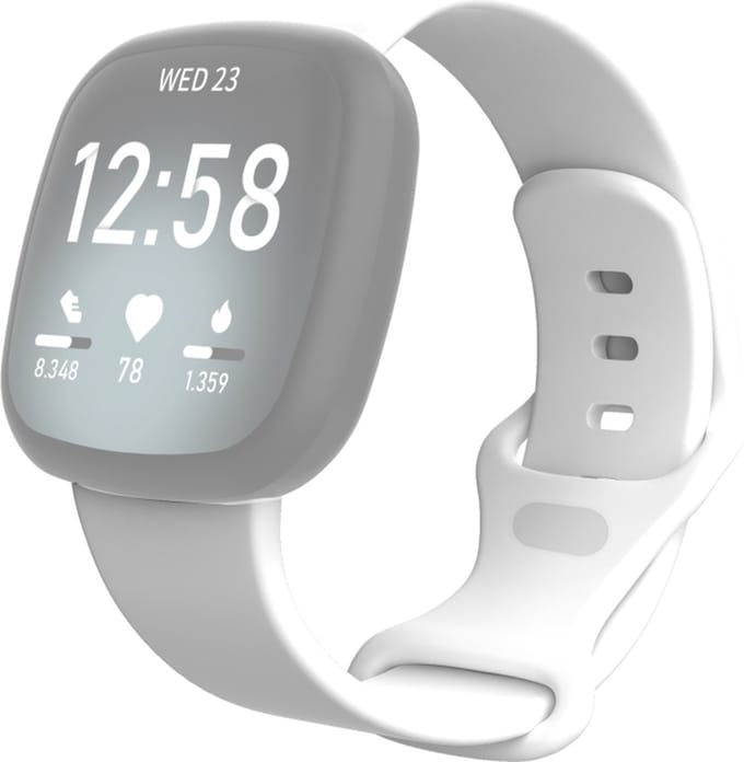 Siliconen bandje - geschikt voor Fitbit Versa 3 / Versa 4 / Sense - M/L - wit